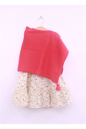 Poncho da bambina in lana rosa fragola Capridea | PONCHOGRE56ROSSO